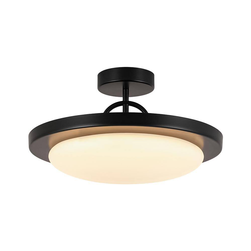 Liman 1-Light 15.7 in.W Matte Black Integrated LED Semi Flush Mount with Round Acrylic Shade for Bedroom, Living Room price history on PriceWatchPro