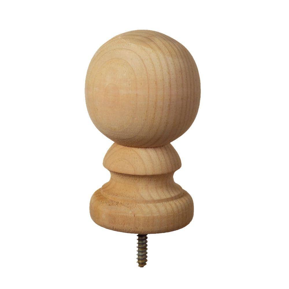 Unfinished Wood pole ends per piece 4-3/4" Wood Ball Finial for 2" wood Rod 