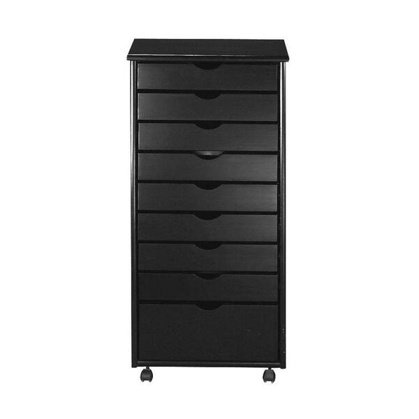 Home Decorators Collection Stanton 20 in. 9-Drawers Wide Storage Cart in Black