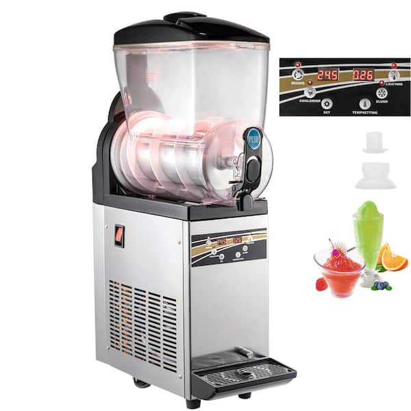 SKYSHALO Commercial Slushy Machine, Single Tank Frozen Drink Machine, 572.58 oz.., Sliver Snow Cone Machine with self-cleaning