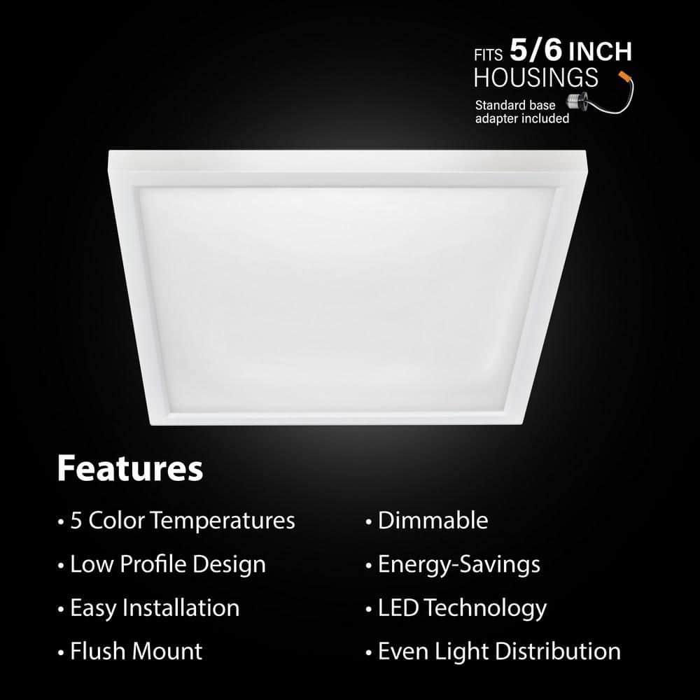 White Aluminum 7.5" Square Flat Panel LED Light