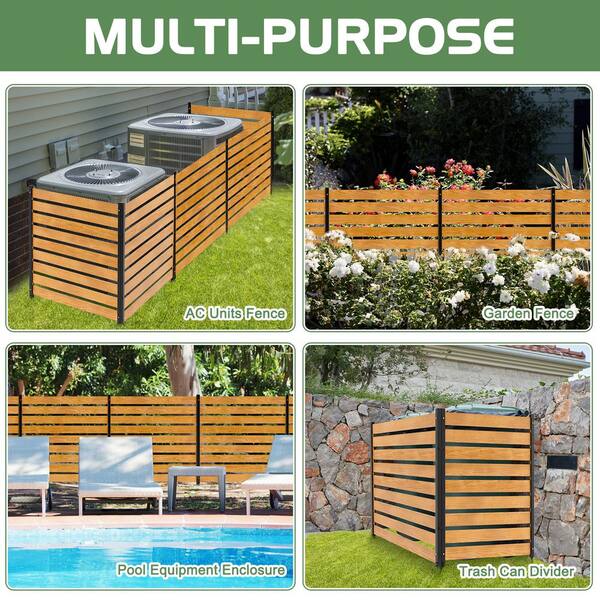 BOZTIY Air Conditioner Fence 1-Panel Equipment Fence 38 in. W x 60 in. H Privacy Fence w/ Metal Stakes Suitable for Lawn Chair
