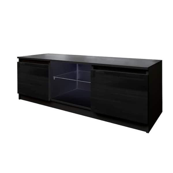 Unbranded 55 in. Black TV Stand Cabinet with LED Lights