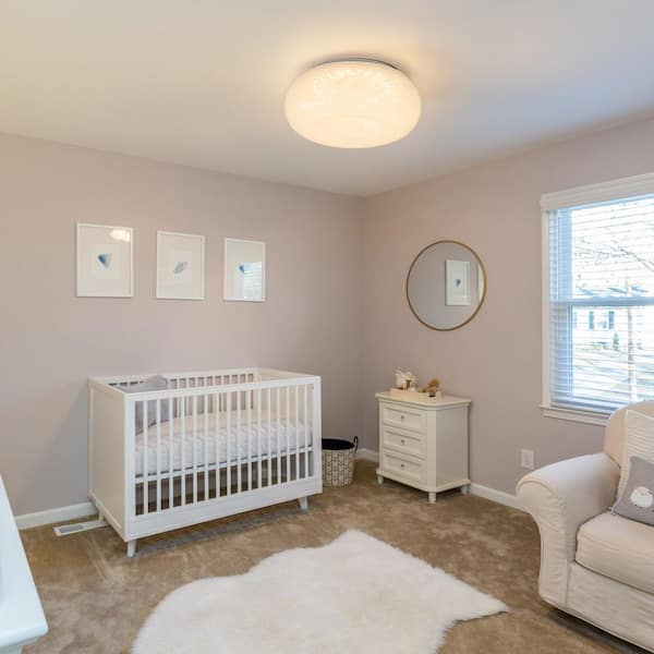 Dvorakova 11.81 in. 1-Light White Round Integrated LED Flush Mount Ceiling Light with Glass Shade