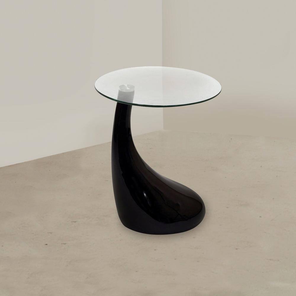 Centeno Round Clear Glass Top Pedestal End Table