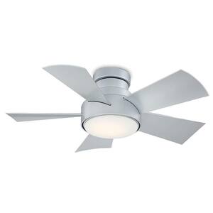 Vox 38 in. LED Indoor/Outdoor Titanium Silver 5-Blade Smart Flush Mount Ceiling Fan w/ 3000K Light Kit and Remote