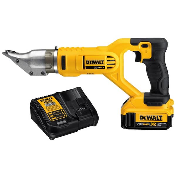 DEWALT 20V MAX Cordless 18-Gauge Swivel Head Shears with (2) 20V 4.0Ah Batteries and Charger