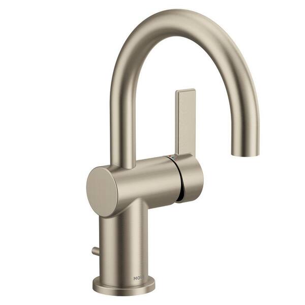 Cia 1 Handle Single Hole Bathroom Sink Faucet with Deck Plate Included and Hot/Cold Indicators in Brushed Nickel