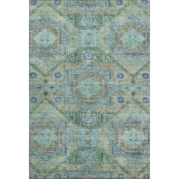 Mayfield Premium Machine Washable Abstract AMF1929 Green 3 ft. x 4 ft. Area Rug
