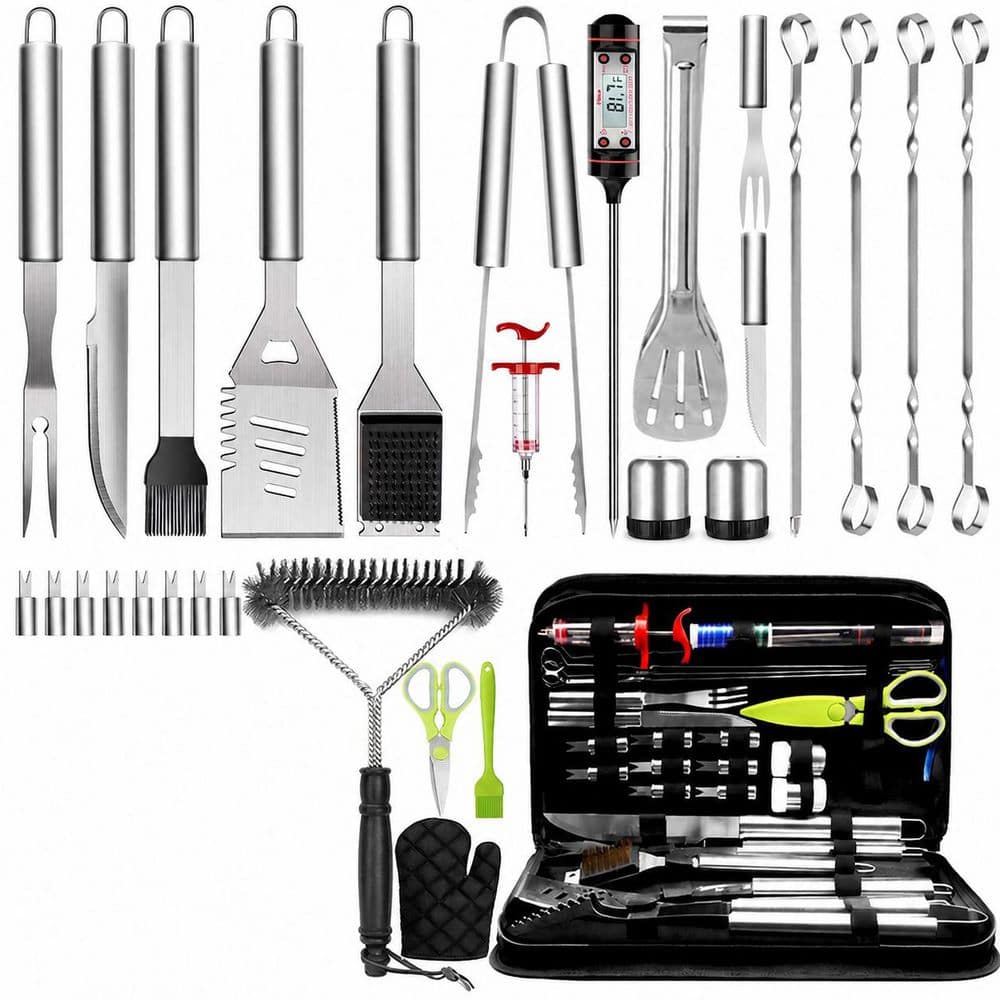 Stainless Steel Grill Accessories Set 34pcs Heavy Duty BBQ Tools with Thermometer and Grill Mats for Men Women price history on PriceWatchPro