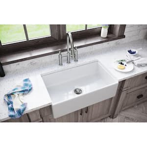 Burnham 30in. Farmhouse/Apron-Front 1 Bowl  White Fireclay Sink Only and No Accessories