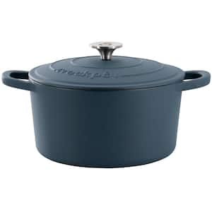 Artisan 5 qt. Round Enameled Cast Iron Dutch Oven in Matte Navy Blue with Lid