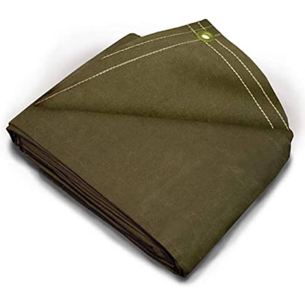 20 ft. x 40 ft. Heavy Duty 18 oz. Canvas Tarp with Brass Grommets, Waterproof, Tear-Resistant - Olive Green