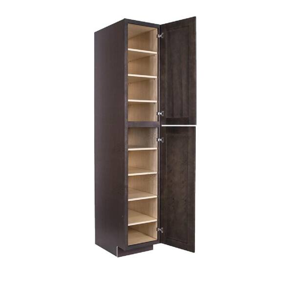 LIFEART CABINETRY Lancaster Shaker Assembled 18 in. x 96 in. x 27 in. Tall Pantry with 2-Doors in Vintage Charcoal