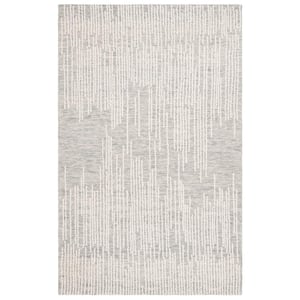 Abstract Light Gray/Ivory 4 ft. x 6 ft. Abstract Linear Area Rug