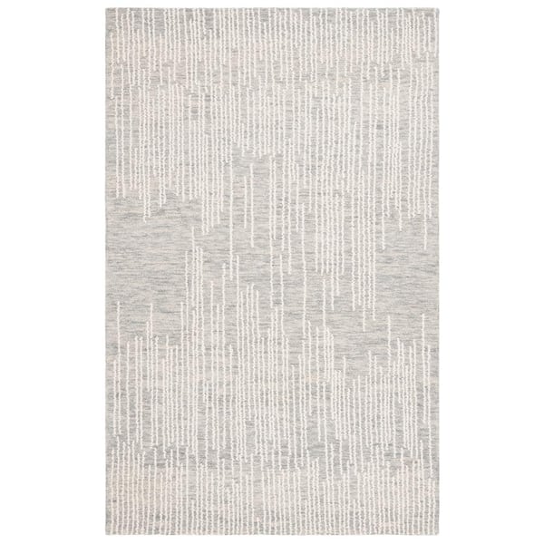 SAFAVIEH Abstract Light Gray/Ivory 4 ft. x 6 ft. Abstract Linear Area Rug