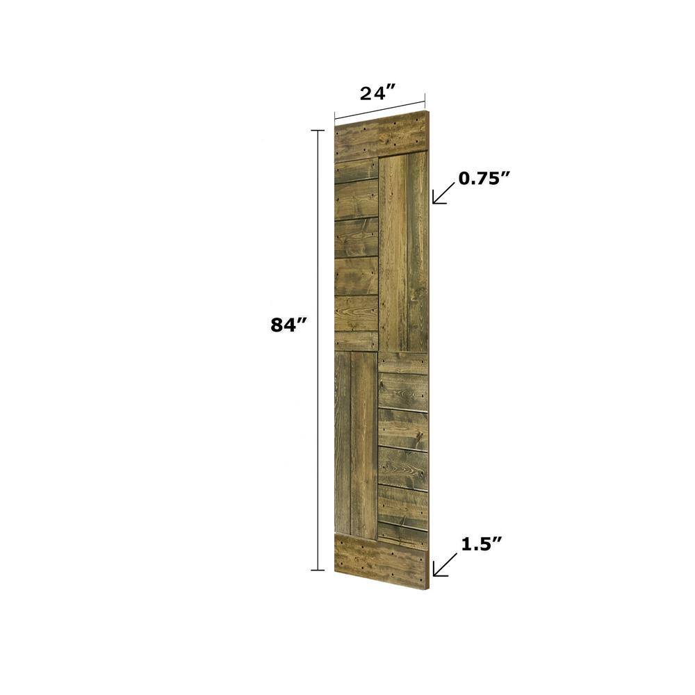 Unfinished Pine Paneled Sliding Barn Door with Track Kit