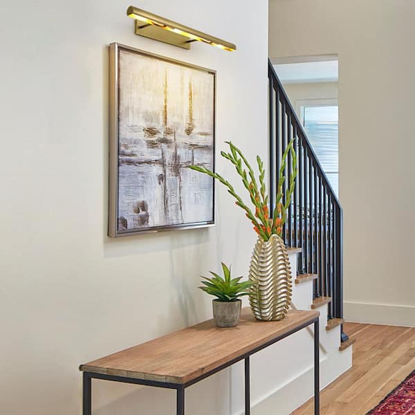 30 in. Brass Dimmable LED Picture Light with Bulb, Adjustable Up and Down with Bulbs for Display, Wall, Artwork, Gallery