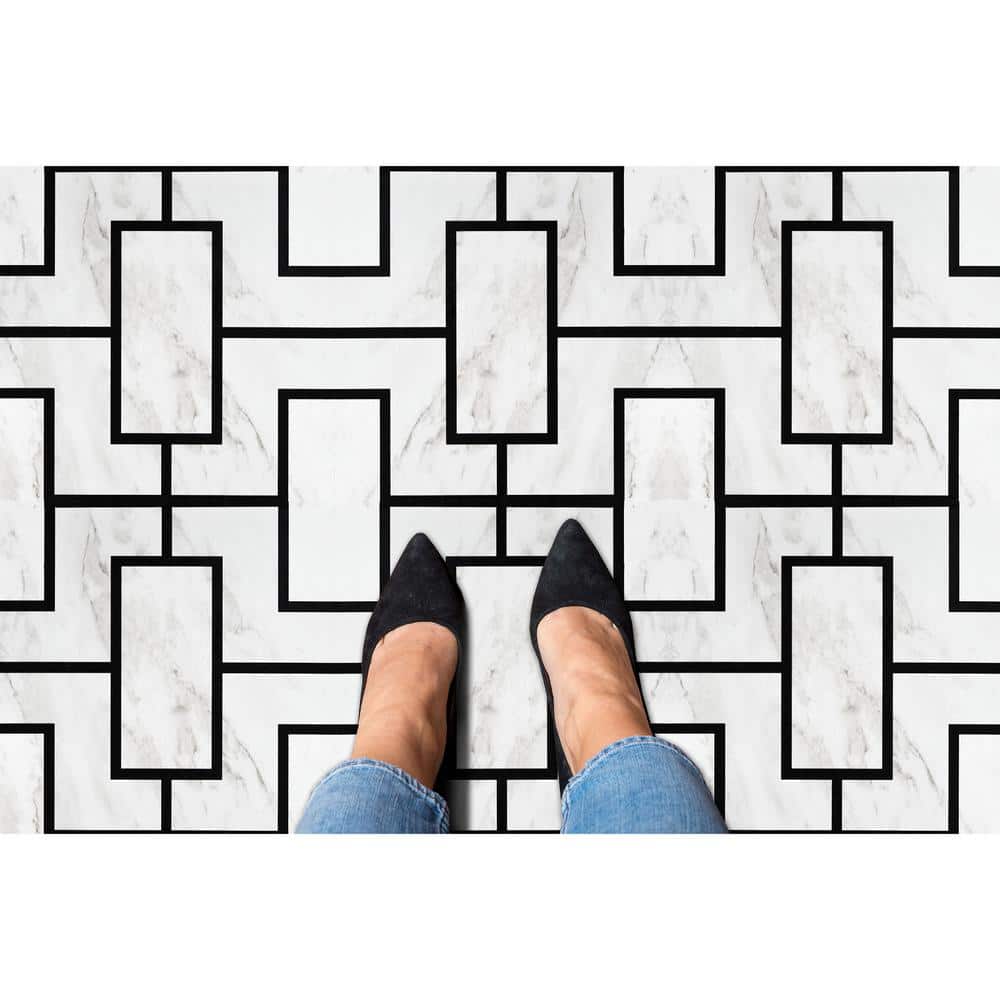 Affinity Black and White Self-Adhesive Vinyl Floor Tiles 12x12