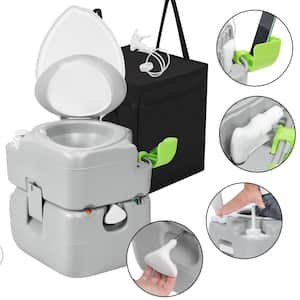 Portable Toilet 5.8 Gallon with Diagonal Deepened and Enlargerd Bowl, Hand Sprayer, Level Indicator, Carry Bag