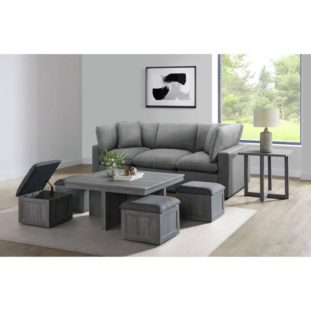Transitional Dawson Square End Table in Weathered Gray Wood