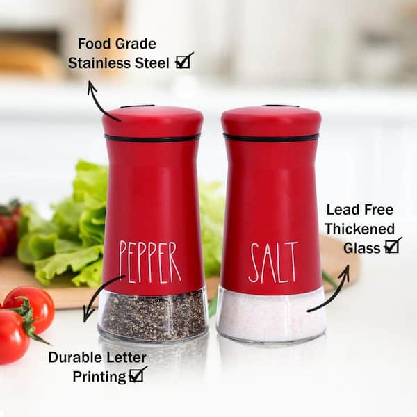 Lynzavix Adjustable Pour Holes Series Red Salt and Pepper Shakers