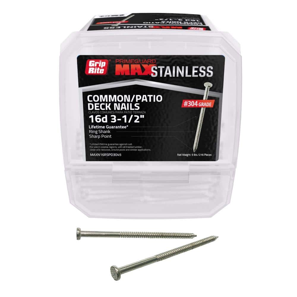 Grip Rite 8 x 3 1 2 in. 304 Stainless Steel Ring Shank Patio Deck
