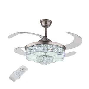 42 in. Integrated LED Indoor Sliver 4 ABS Blades 3-Speed Retractable Ceiling Fan with Remote
