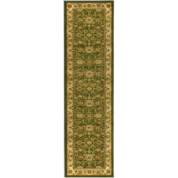 SAFAVIEH Lyndhurst Sage/Ivory 2 ft. x 14 ft. Border Floral Antique Runner Rug