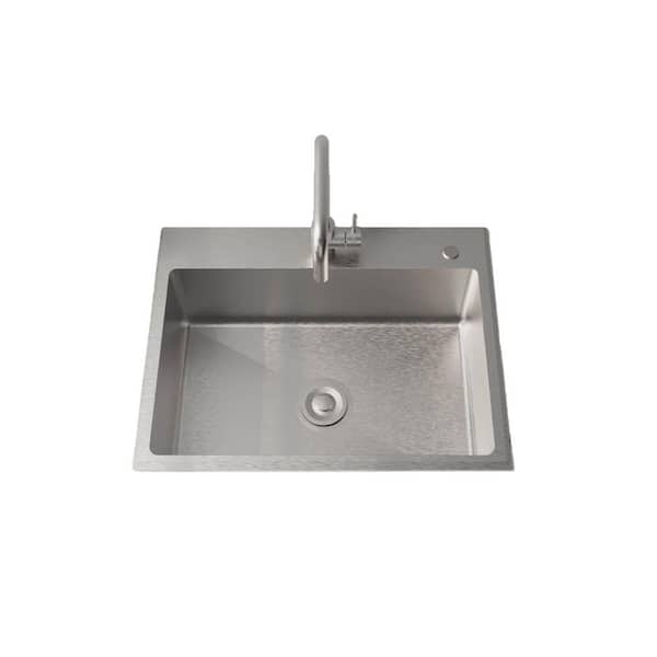 24 in. Drop-In Silver Laundry Utility Sink, Brushed Stainless Steel with Faucet and Drain