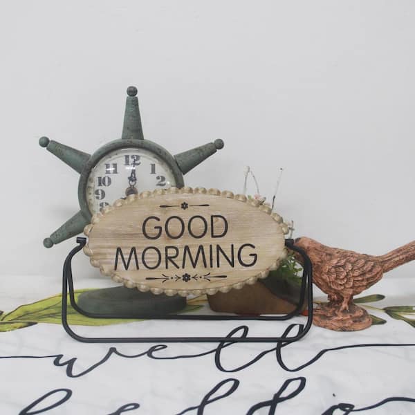 PARISLOFT Good Morning/Good Night Rotating Tabletop Sign UH1541