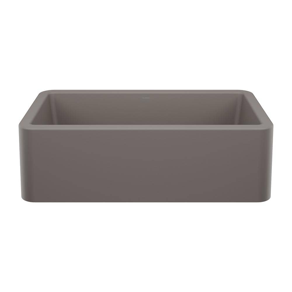 IKON Silgranit 33 in Farmhouse Apron Front Single Bowl Volcano Gray Granite