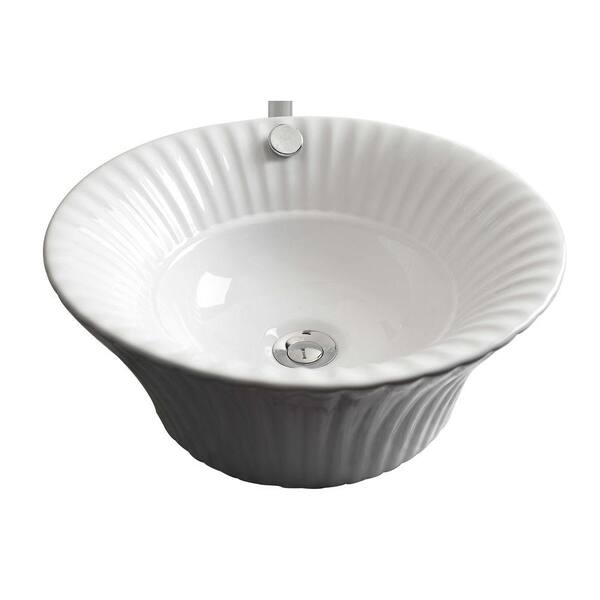 American Imaginations 17-in. W x 17-in. D Above Counter Round Vessel Sink In White Color For Deck Mount Faucet