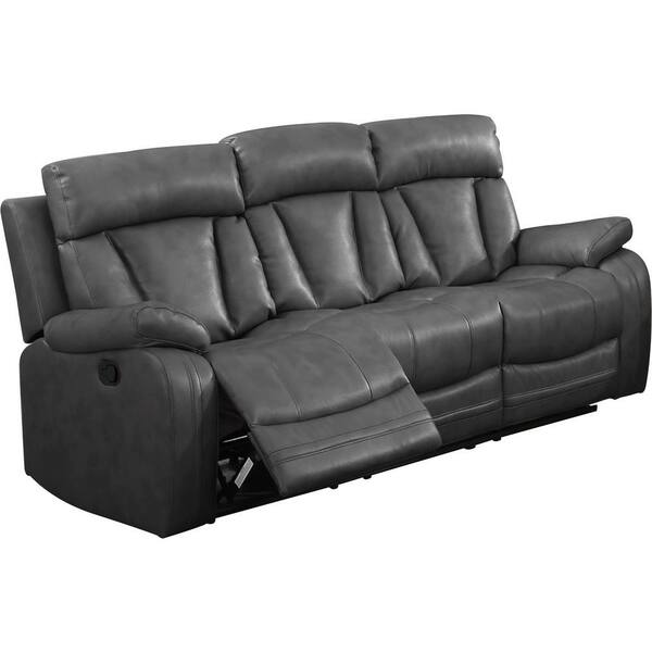 brighton gray faux leather motion sofa