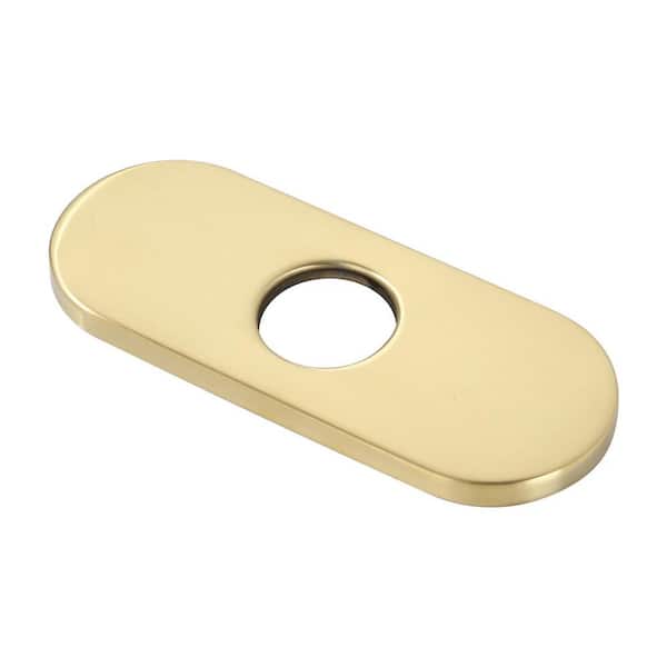 6.1 in. x 2.44 in. x 0.31 in. Stainless Steel 1-Hole or 3-Hole Sink Faucet Deckplate in Brushed Gold