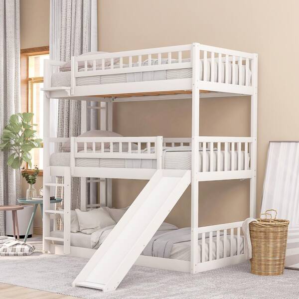 3 tier bunk beds white