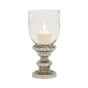 Silver Glass Traditional Candle Hurricane Lamp