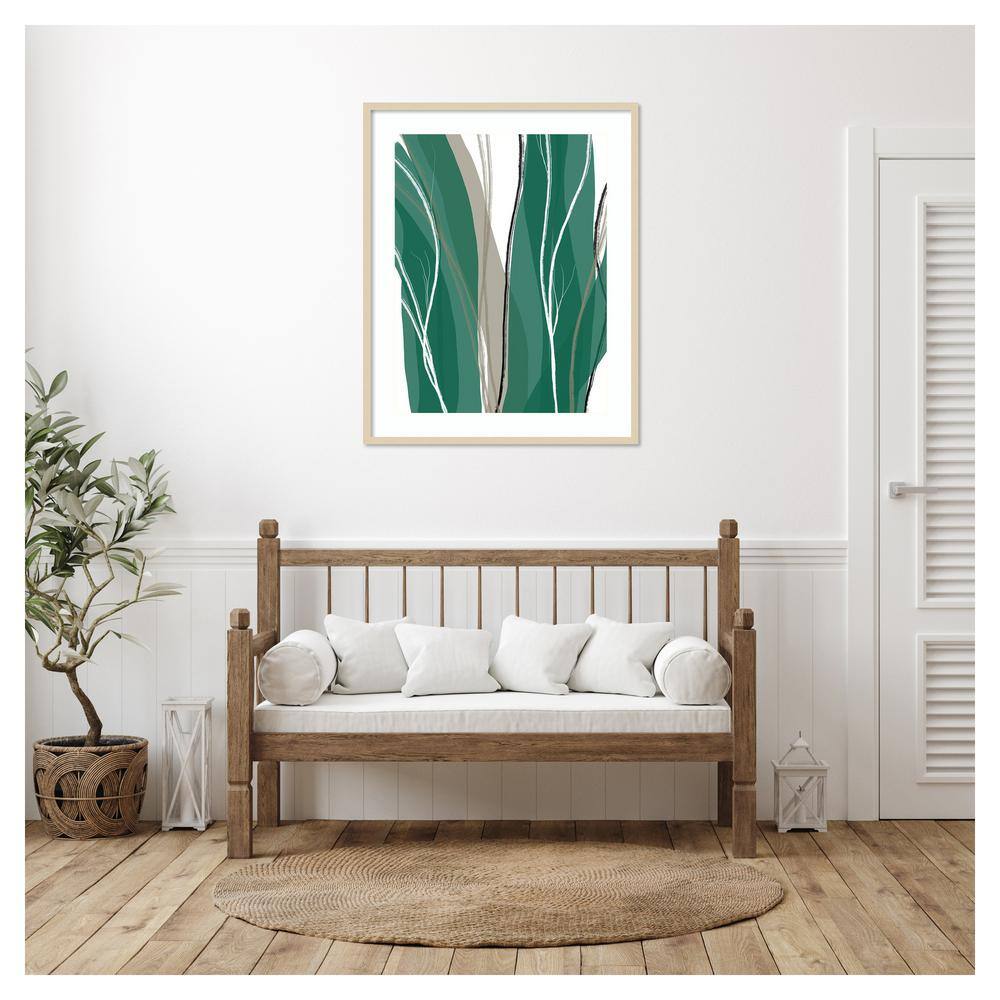Sea Meadow IV Green and Beige Abstract Framed Wall Art