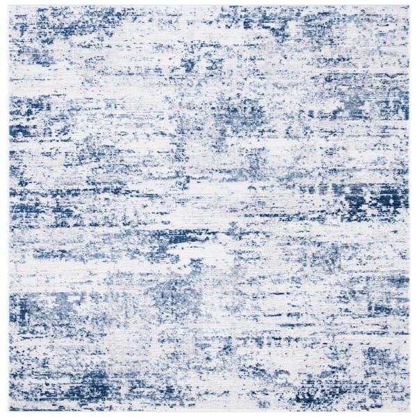 SAFAVIEH Amelia Ivory/Navy 3 ft. x 3 ft. Abstract Distressed Square Area Rug
