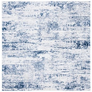 Amelia 9 ft. x 9 ft. Ivory/Navy Abstract Distressed Square Area Rug