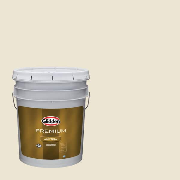 Glidden Premium 5 gal. PPG1099-1 Always Almond Satin Exterior Latex Paint