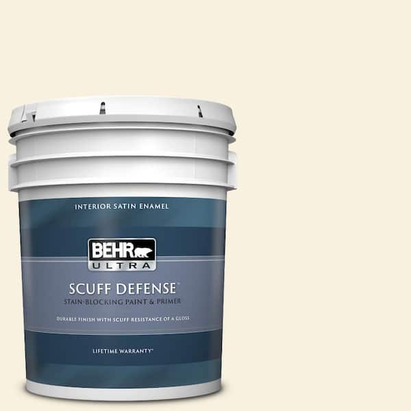 BEHR ULTRA 5 gal. #340C-1 Powder Sand Extra Durable Satin Enamel Interior Paint & Primer