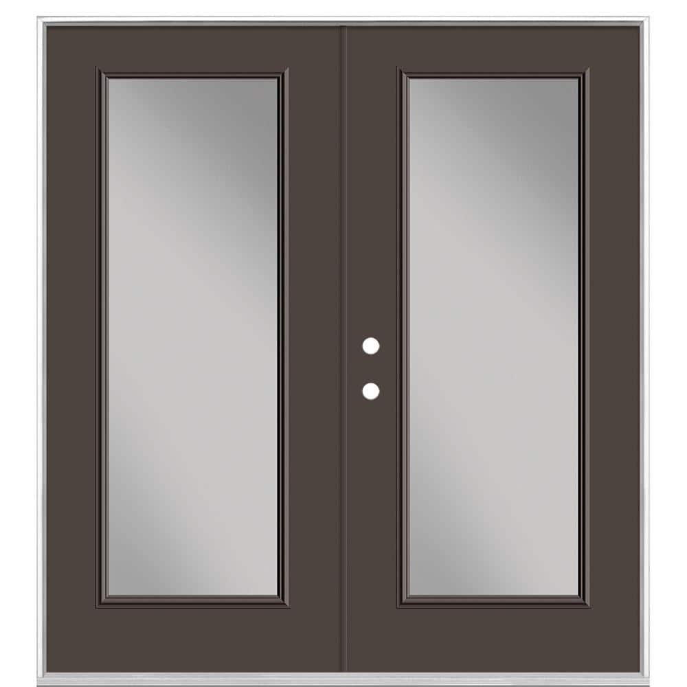 72 in. x 80 in. Willow Wood Steel Prehung Right-Hand Inswing Full Lite Clear Glass Patio Door without Brickmold