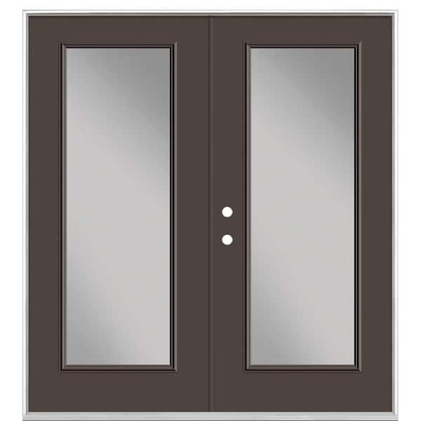 Masonite 72 in. x 80 in. Willow Wood Steel Prehung Right-Hand Inswing Full Lite Clear Glass Patio Door without Brickmold