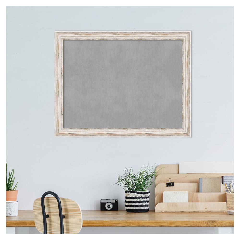Alexandria White Wash Narrow Framed Grey Magnetic Board 24x18