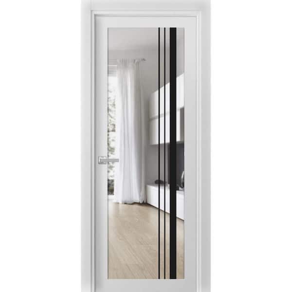 2566 32 in. x 96 in. Right-Hand/Inswing Solid Clear Glass White Single Prehung Interior Door with Hardware