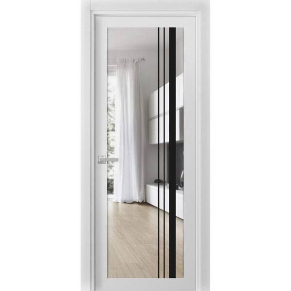 Sartodoors 2566 18 in. x 84 in. Left-Hand/Inswing Solid Clear Glass White Single Prehung Interior Door with Hardware