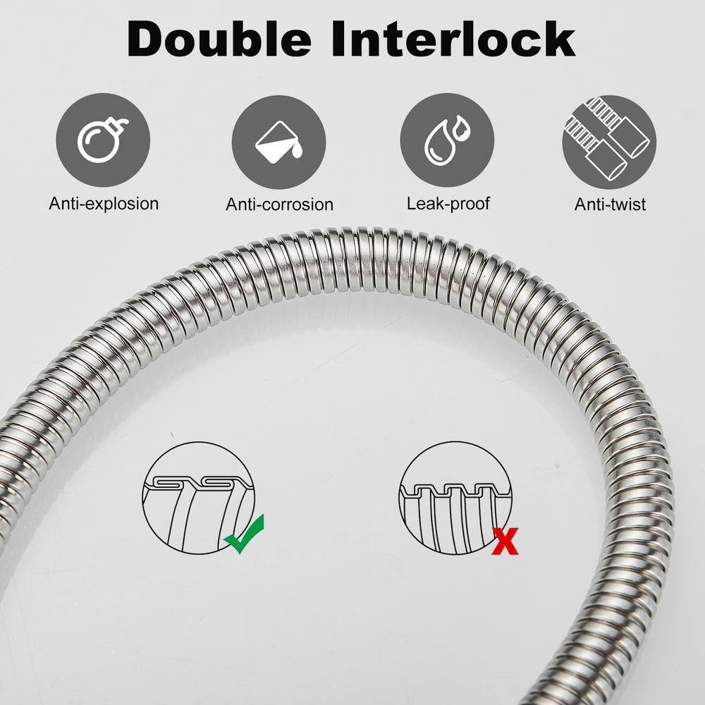 71-Inch Brushed Nickel Stainless Steel Shower Hose with Brass Insert