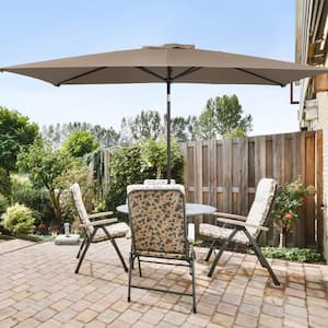 10 ft. x 6.5 ft. Rectangle Outdoor Patio Market Table Umbrella with Push Button Tilt and Crank in Taupe