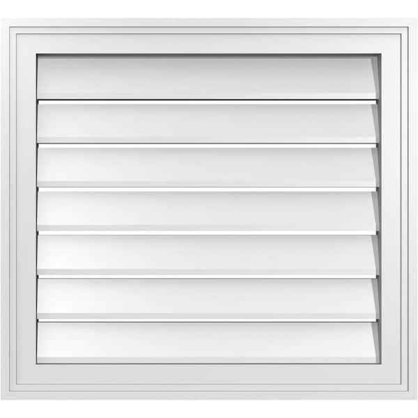 Ekena Millwork 24" x 22" Rectangular White PVC Paintable Gable Louver Vent Functional